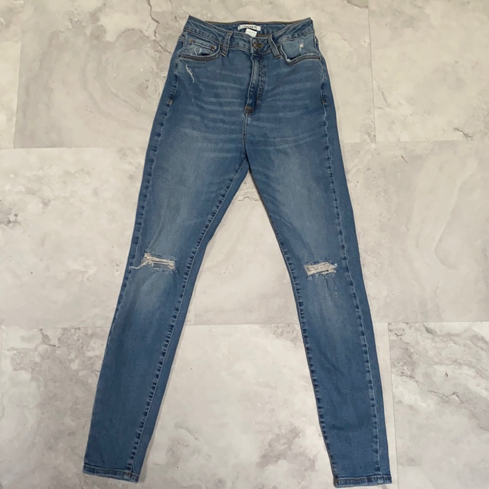 Forever 21 High Rise Blue Distressed Jeans